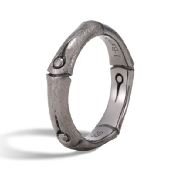John Hardy 6mm Bamboo Curved Oxidized Band Ring in Sterling Silver 925 Size 7 - Picture 1 of 6